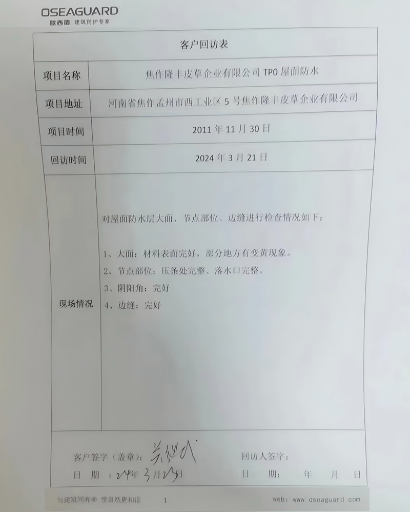 Longfeng Fur Company Follow up Form